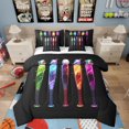 thumbnail image 1 of Baseball Bat 7 Piece Comforter Set Full Bed in a Bag,European Sports Ball,Softball Bedding Sets Glitter Neon Design Sheet Set with Comforter Competitive Game Room Decor, 1 of 4