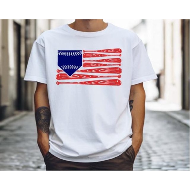 Baseball Bat American Flag TShirt, Baseball Game Day Shirt, Baseball