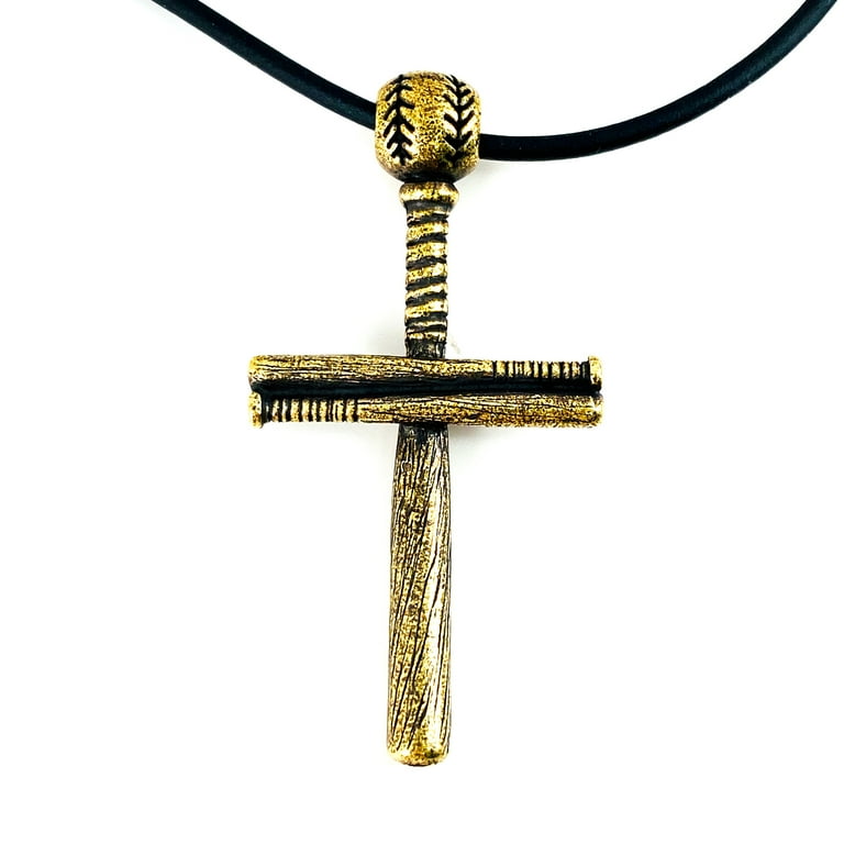 14k gold baseball bat cross necklace deals