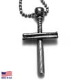 thumbnail image 1 of Baseball Bat And Ball (wbatdballchain) Cross On Ball Chain Necklace Antique Silver Finish, 1 of 4