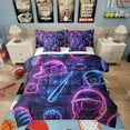 thumbnail image 1 of Baseball Bat Bed in a Bag King Size Comforter Set 7 Pieces,Baseball Cap Bedding Sets European Sports Ball Softball Competitive Game Sheet Set with Comforter,Purple Teal Neon Design Room Decor, 1 of 4