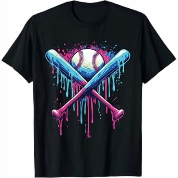 Baseball Bat Drip Funny Graphic T-Shirt