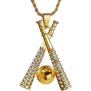 JRABBIT Baseball Bat Full Gold Plated Necklace Stainless Steel Baseball Bat Necklace Jewelry