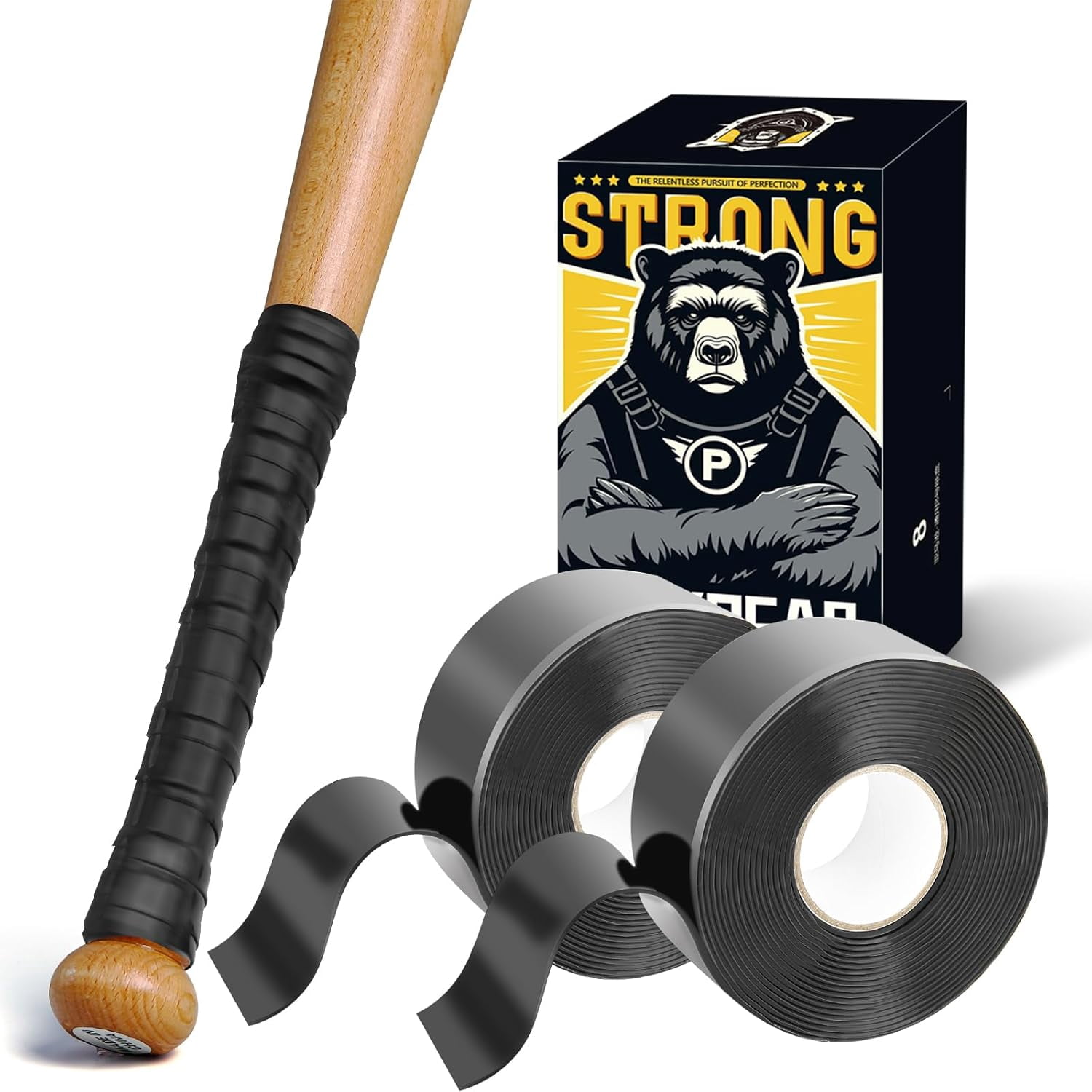 Baseball Bat Grip Tape, 1.1mm - Multi Sport Handle Tape for Golf Tennis Softball and Hockey, Enhanced Self-Fusing Silicone for Reliable Traction and Shock Absorption