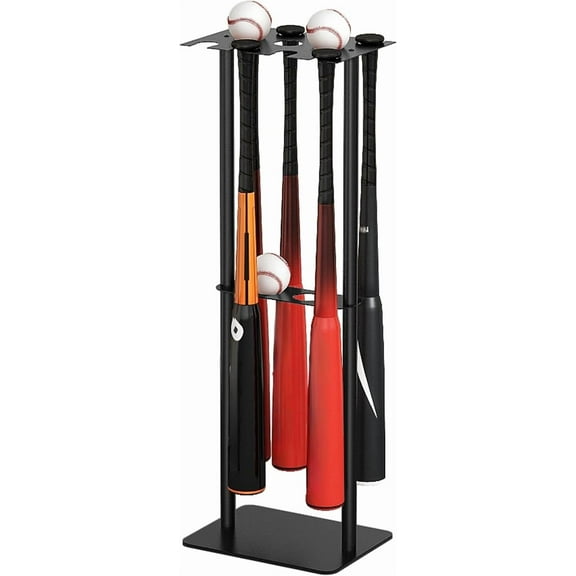 Baseball Bat Holder Stand, Free Standing Display, Black