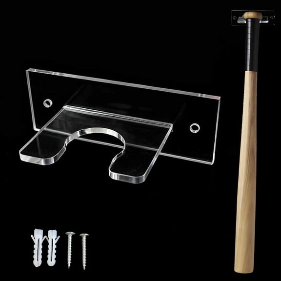Baseball Bat Holder for Wall Clear Acrylic Hanger Mount for Vertical Display Sturdy Rack Stand for Baseball or Softball Bats Easy to Install Mini Dugout Style Hangers for Storage and Organization