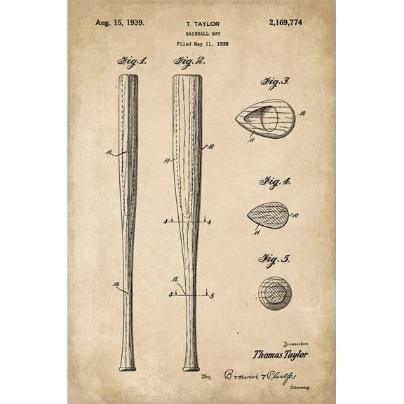 Baseball Bat Patent Art Print