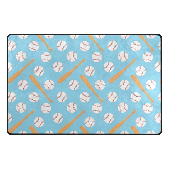 Baseball Bat Pattern Memory Foam Area Rug 60"x39" Non Slip, Absorbent, Fade Proof for Living Room, Bedroom, Office