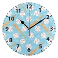 Baseball Bat Pattern Wall Clock 10in Round Artistic Oil Painting Home ...