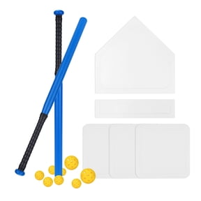 Baseball Bat Set 13 Pcs Include 2 Plastic Baseball Bat 32 Inch & 6 Plastic Balls, 5 Throw Downs Base Indoor Outdoor for Baseball Softball Batting Practice Kids Youth Adult