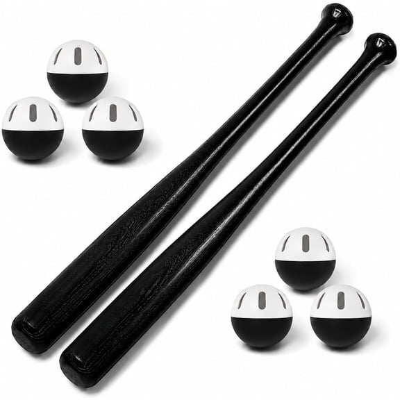 Baseball Bat Set, 2 Thickened Plastic Bats & 6 Perforated Balls