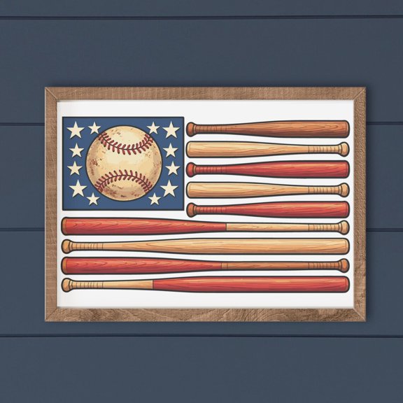 Baseball Bat USA Wall Decor