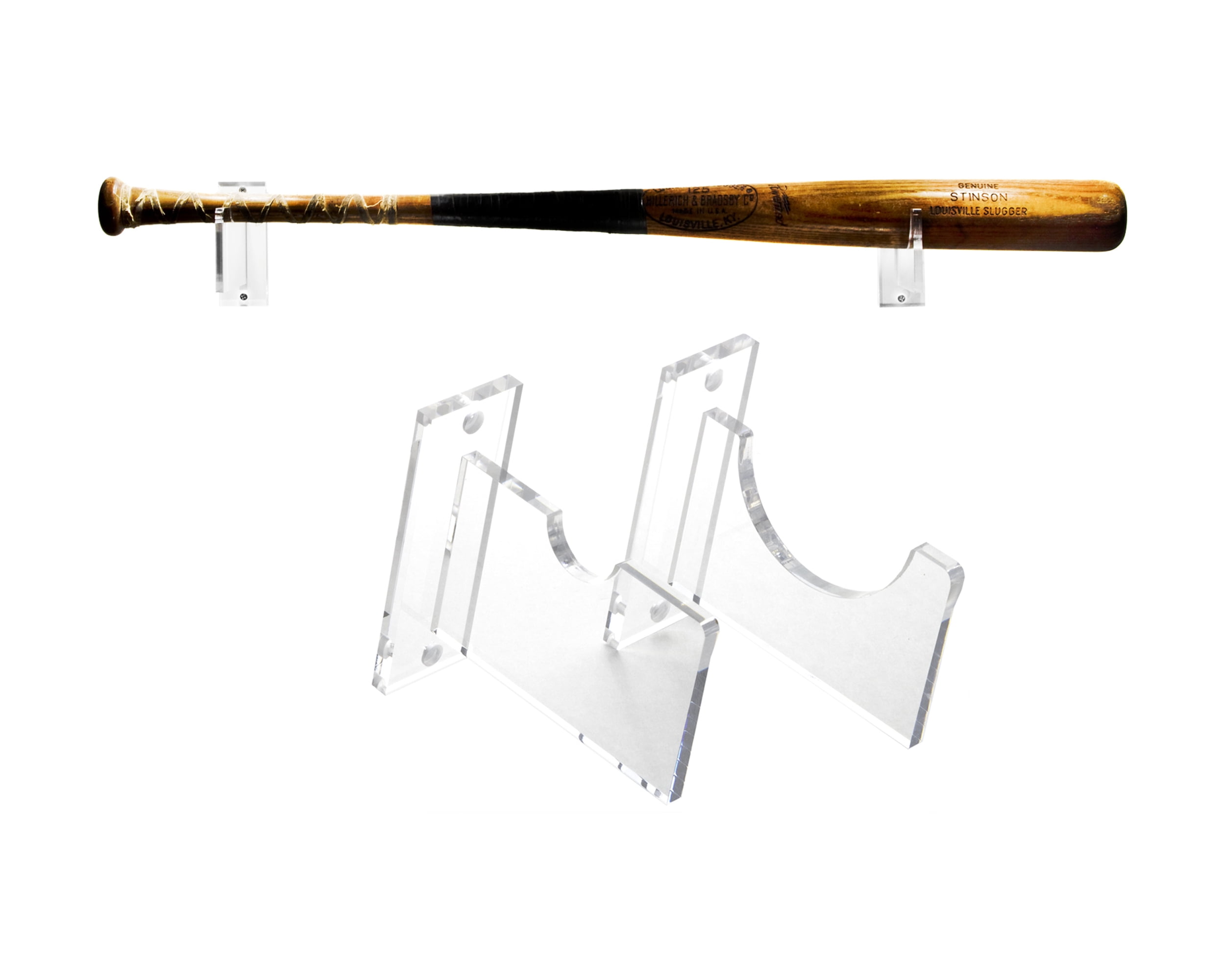 Standing Bat Insert Baseball Bat Wall Mount for Horizontal Display -- Sturdy Clear Acrylic ...