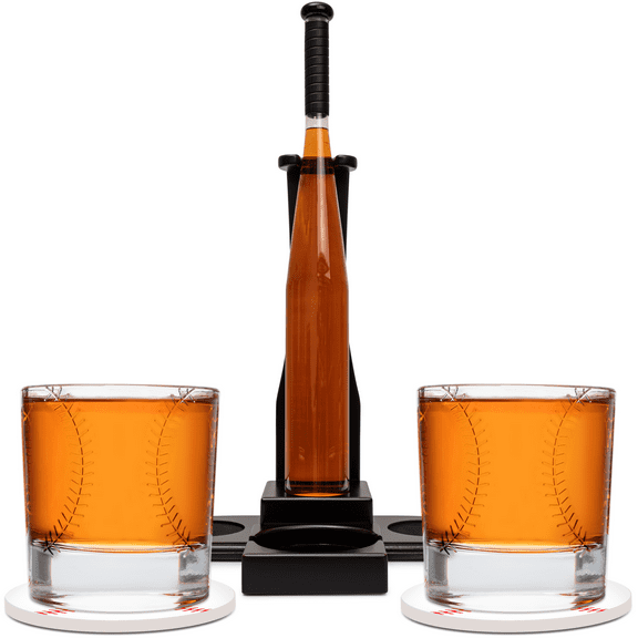 Baseball Bat Whiskey Decanter Set for Men with Baseball Ball Whiskey Glass Set of 2. Baseball Liquor Decanter, Gift for Men. Alcohol Decanter Set
