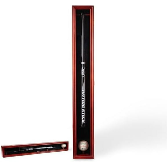 Baseball Bat and Ball Display Case  Wooden Wall Mount Shadow Box with Lockable Acrylic Door for Signed Bat & Baseball Collection$$Storage