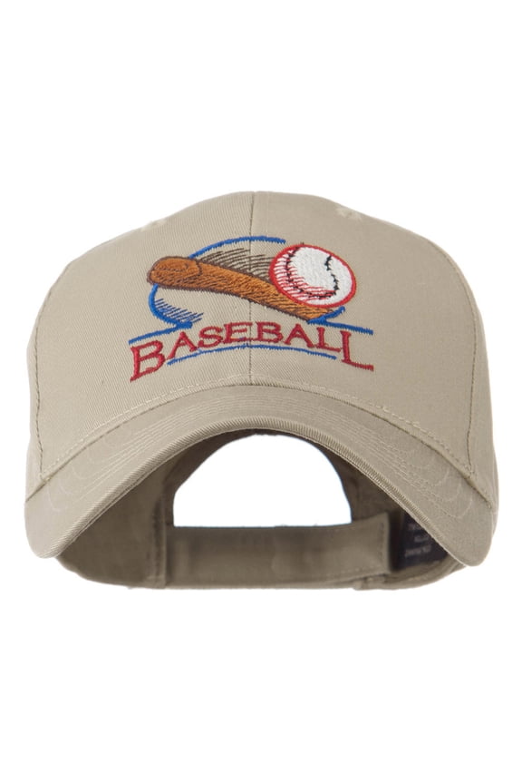 Baseball Bat and Ball Embroidery Cap - Khaki OSFM
