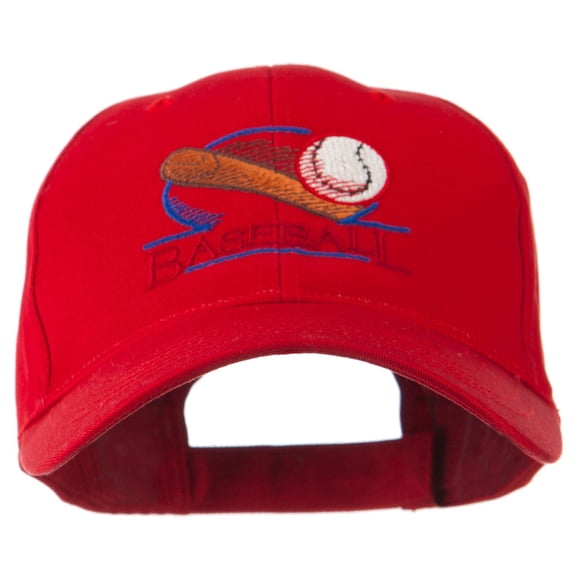 Baseball Bat and Ball Embroidery Cap - Red OSFM