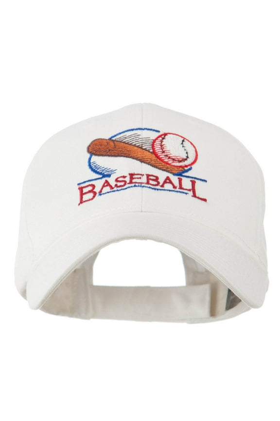 Baseball Bat and Ball Embroidery Cap - White OSFM