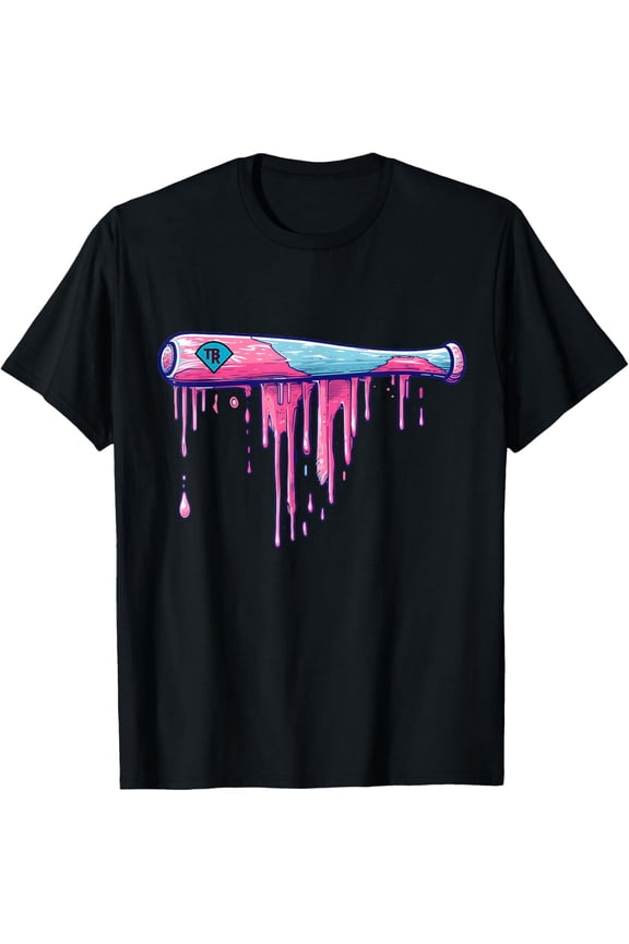 Baseball Bat with Sprinkles Drip T-Shirt men and women can wear, black, white, gifts