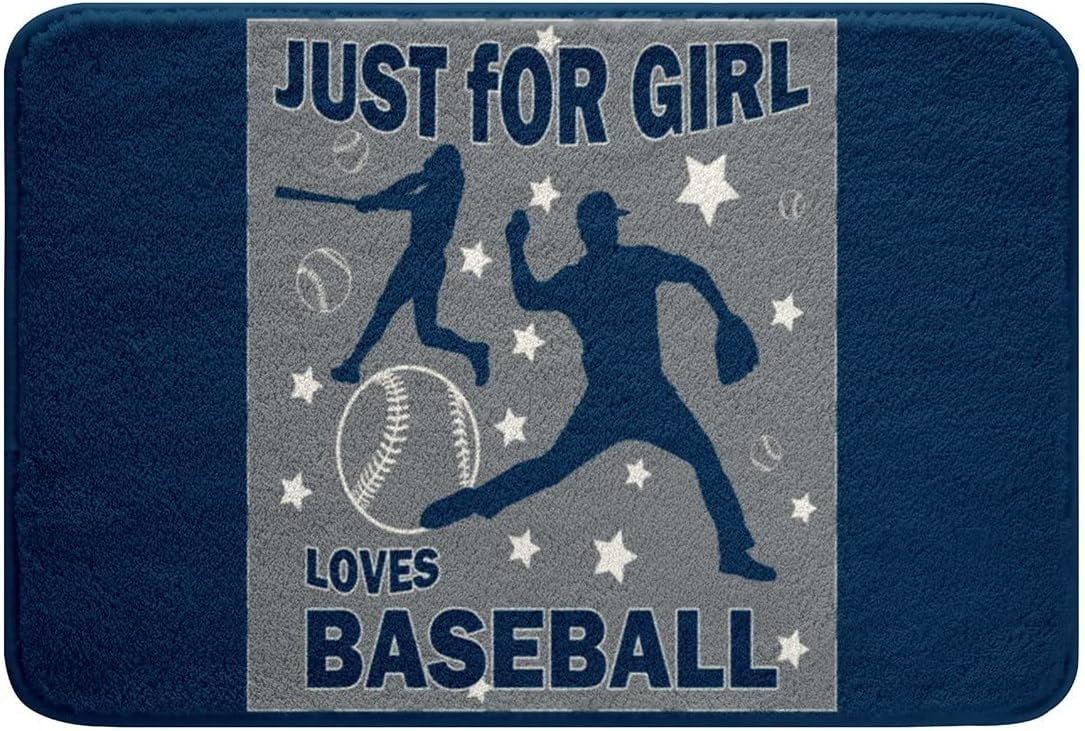 Baseball Bathroom Rugs Sports Themed Carpet Baseball Player Silhouette