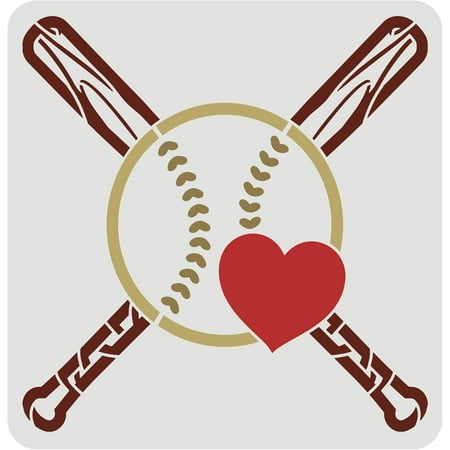 Baseball and Bats Stencil Template, 11.8x11.8 inch Large Size Ball Sport Drawing Reusable Painting Stencils for Making Baseball Game Poster Painting Create DIY Crafts and Projects