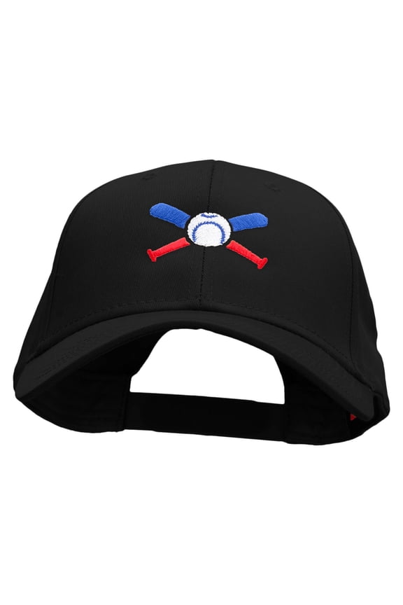 Baseball Bats and Ball Embroidered Solid Cotton Twill Low Profile Snap Cap - Black OSFM