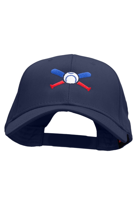 Baseball Bats and Ball Embroidered Solid Cotton Twill Low Profile Snap Cap - Navy OSFM