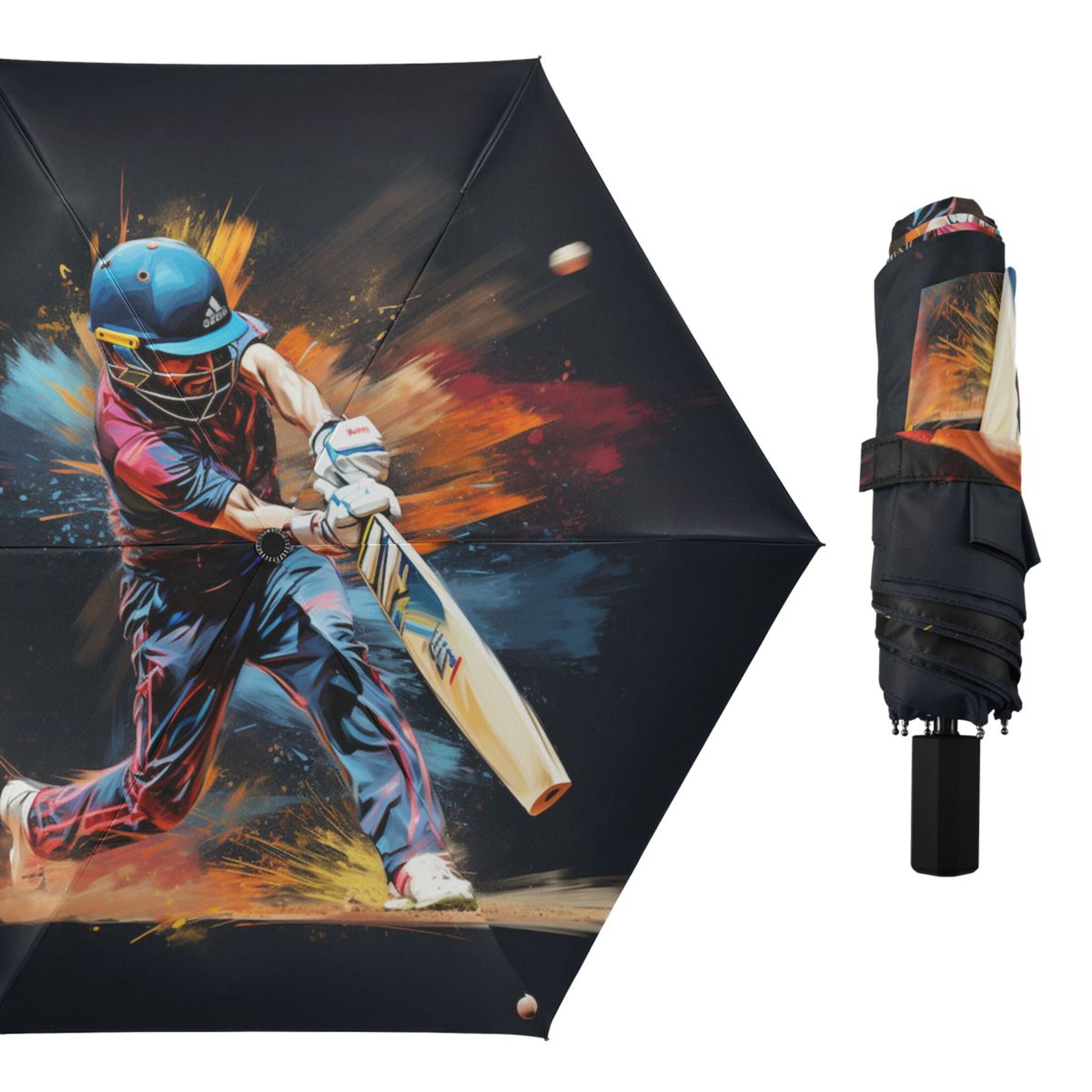 Baseball Batter Compact Sun Umbrella Windproof Travel Umbrellas for Rain Strong Portable UV Protection
