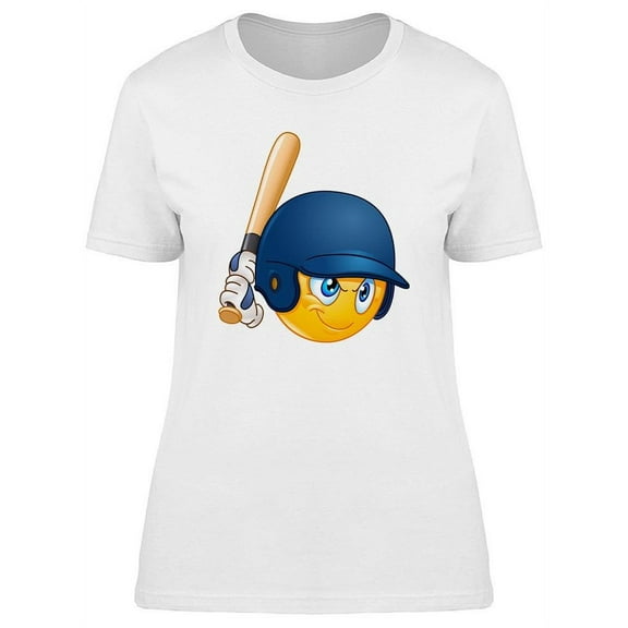 Baseball Batter Emoticon T-Shirt Women -Image by Shutterstock, Female Medium
