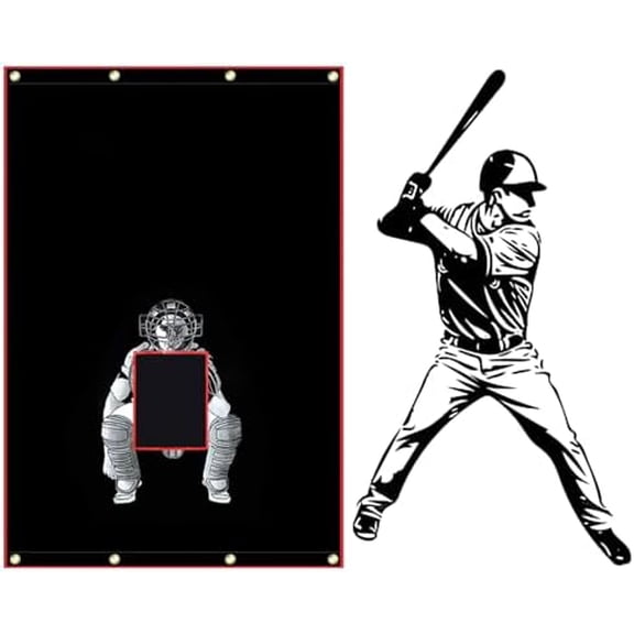 Baseball Batting Cage Backstop with Bungee Cords - 4x6FT Vinyl Baseball Pitcher Training Backdrop Aid for Batting Hitting Pitching$$Sport & Recreation Other