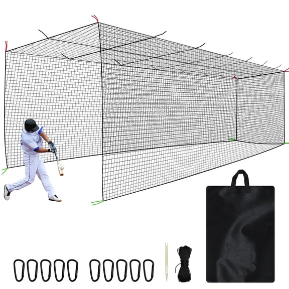 Baseball Batting Cage Nets-35FT Baseball Training Cage Net for Backyard | Portable Softball Practice Hitting Cage with Carry Bag for Batting, 10x10x35ft Cage Netting for Home Indoor Outdoor