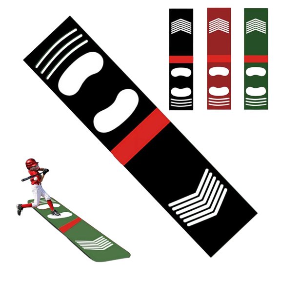 Baseball Batting Mat Non-Slip Softball Hitting Mat Shock 12"×53.2" Absorbing PU Training Mat with Footprint Guide for Batting Stance Swing Pitching Practice Indoor Outdoor Sports