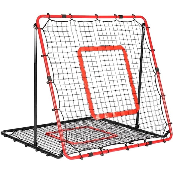 4'×4' Ball Game Rebounder Net for Pitching Practice, Rebounder Net for Any Age Baseball/Softball Player, Easy to Assemble, High Stretch Net, Outdoor/Indoor Available, Free Throw Shooting
