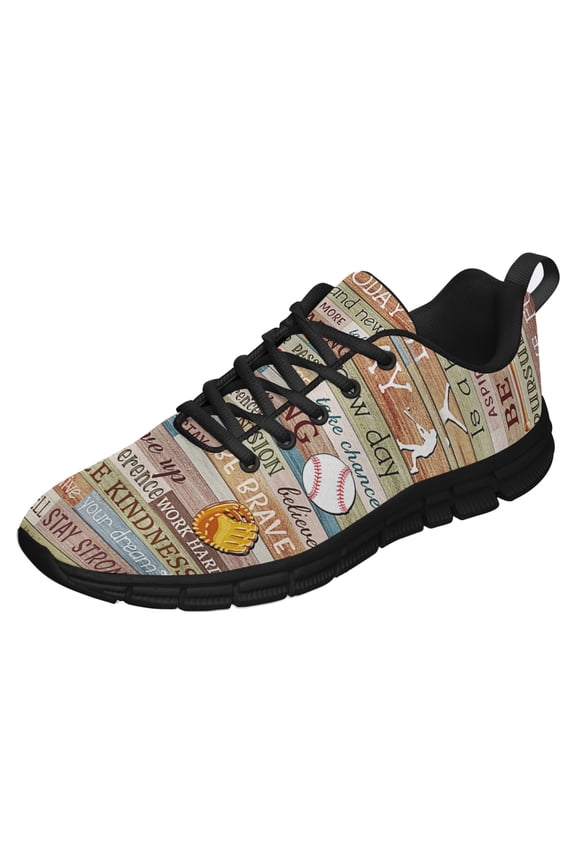 Baseball Be Amazing Have Fun Running Shoes Sneakers Mesh Black Size 13