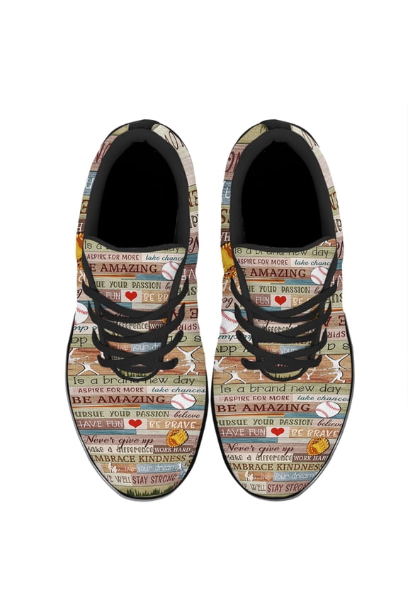 Baseball Be Amazing Have Fun Shoes Women's Fashion Sneakers Tennis Running Shoes for Men Women Black Size 3.5