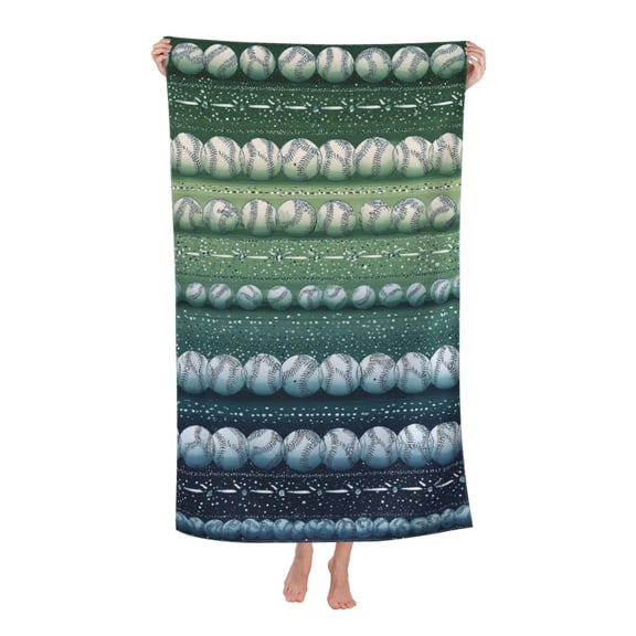 Baseball Beach Towel 32 X 52 Inch, Vibrant Fluid Motion Art, Microfiber Quick Dry Sand Resistant Towel For Vacation