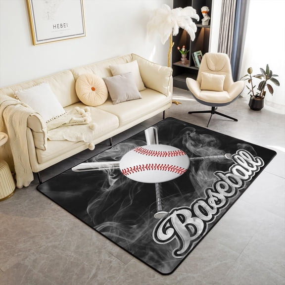 Baseball Bedding Set Area Rug 3x5 Kids Boys Sports Theme Decorative Carpet Set for Baseball Lover Baseball Games Living Room Rugs 3D Ball Pattern Indoor Floor Mat Room Decor Accent Rug