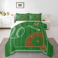 thumbnail image 1 of Baseball Bedding Sport Comforter Set, Geometric Reversible Duvet Insert Green Brown Quilt Comforter, Ball Gaming Bedding Comforters & Sets, Microfiber, 1 of 5