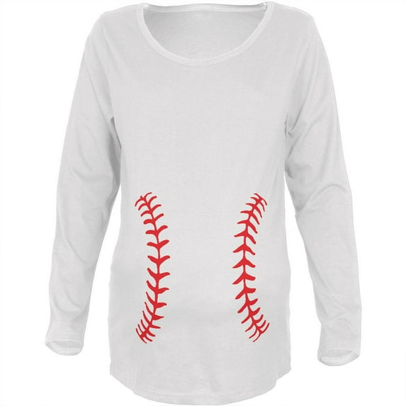 Baseball Belly White Maternity Soft Long Sleeve T-Shirt - 2X-Large