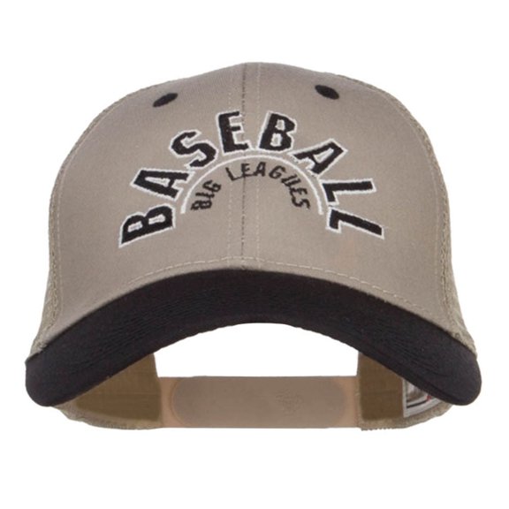 Baseball Big League Embroidered Trucker Cap - Black Khaki OSFM