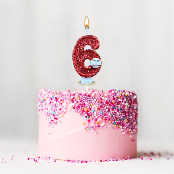 Winter Poetry Upgrade Baseball Birthday Candle, Glitter Number Cake Topper, Party Decor for Kids and Adults G