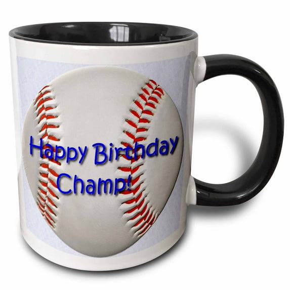 3drose, Baseball Birthday Champ, 11oz Two-tone Black Mug