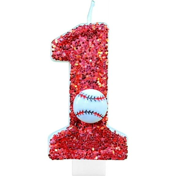 Baseball Birthday Number Candles for Cake Red Number 1 Rookie of The Year 1st Birthday Candle Baseball Cake Topper for Baseball Birthday Party Decorations