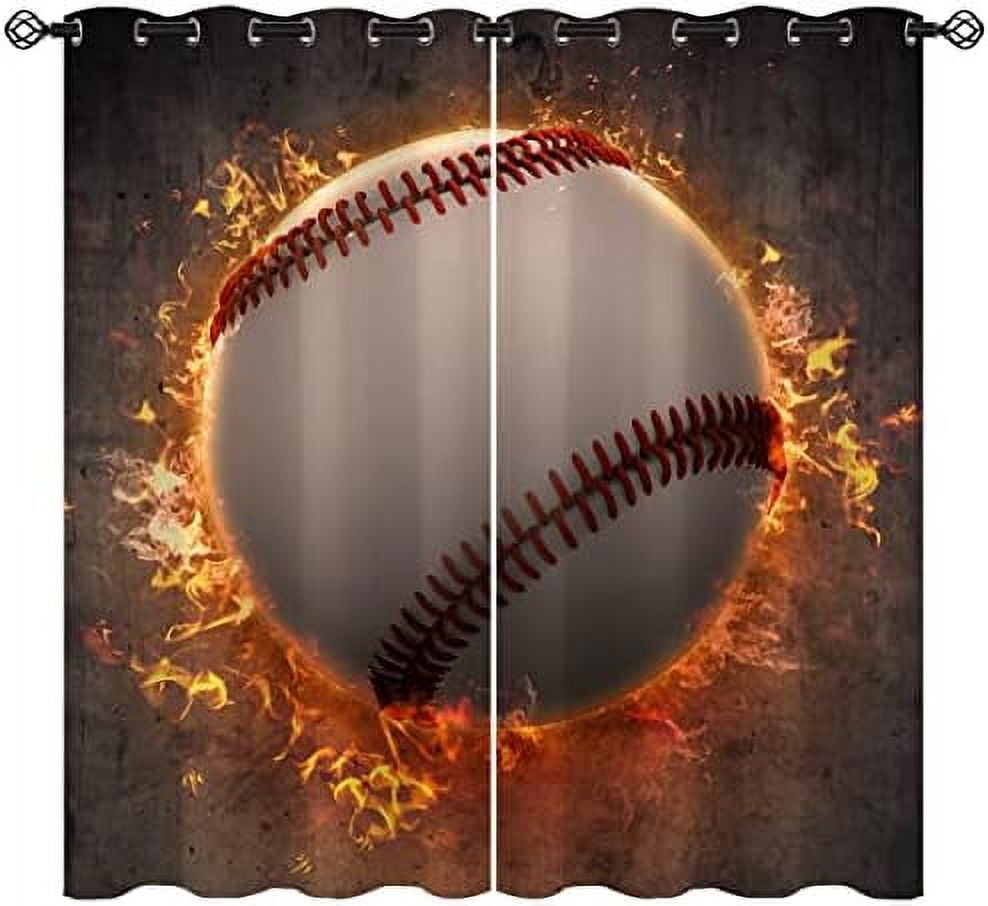 Baseball Blackout Curtains for Girls Boy Home Decor Softball Sports ...