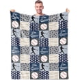 thumbnail image 1 of Baseball Blanket 50"x60"Baseball Fannel Fleece Plush Blanket for Couch Bed Sofa Home Decor Gifts for Boys Kids Adult Teen Sport Fans Blue, 1 of 6