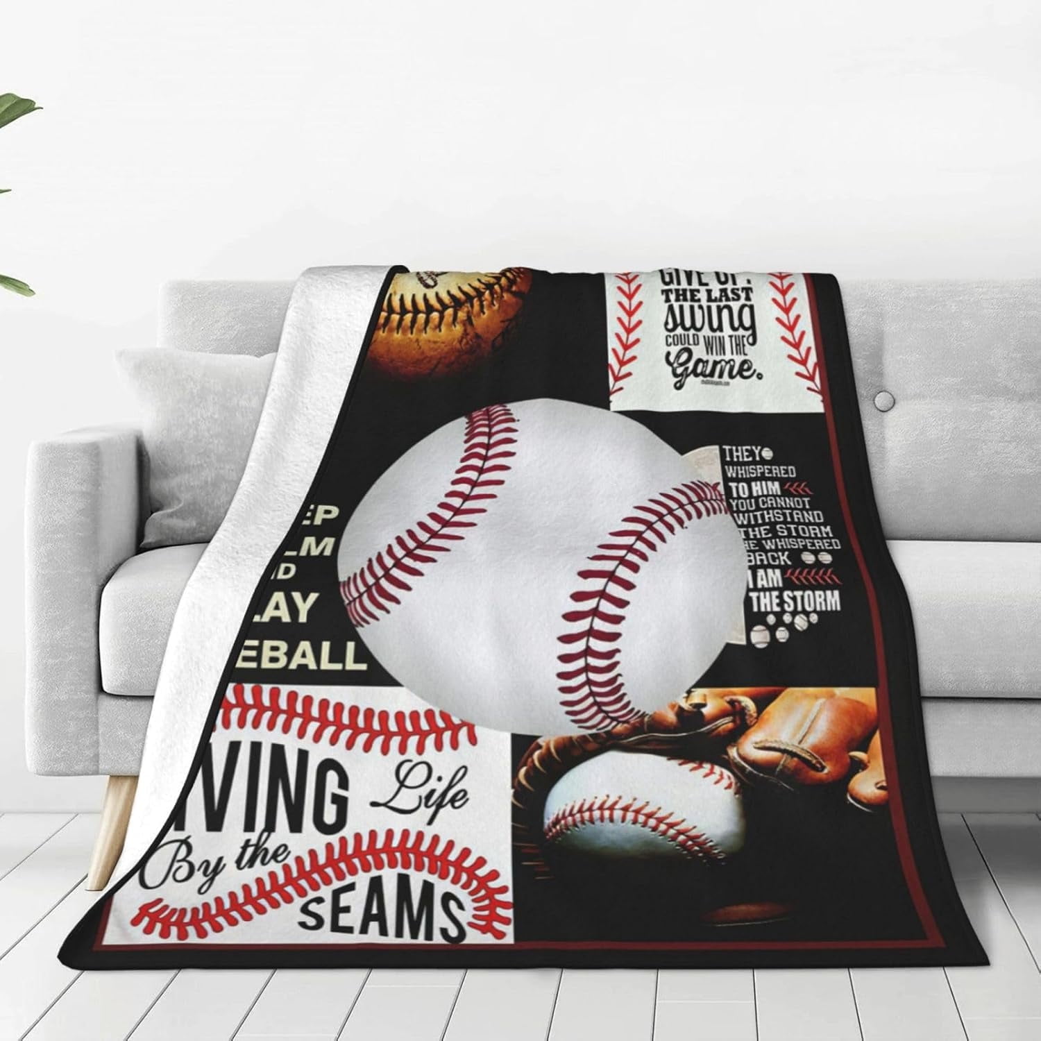 Baseball Blanket Baseball Decor Inspirational Throw Blanket Gifts for Girls Boys Baseball Lover Winter Super Warm Soft Plush Lightweight Fleece Flannel Blanket for Kids Teens Adults Men Women 80"X60"