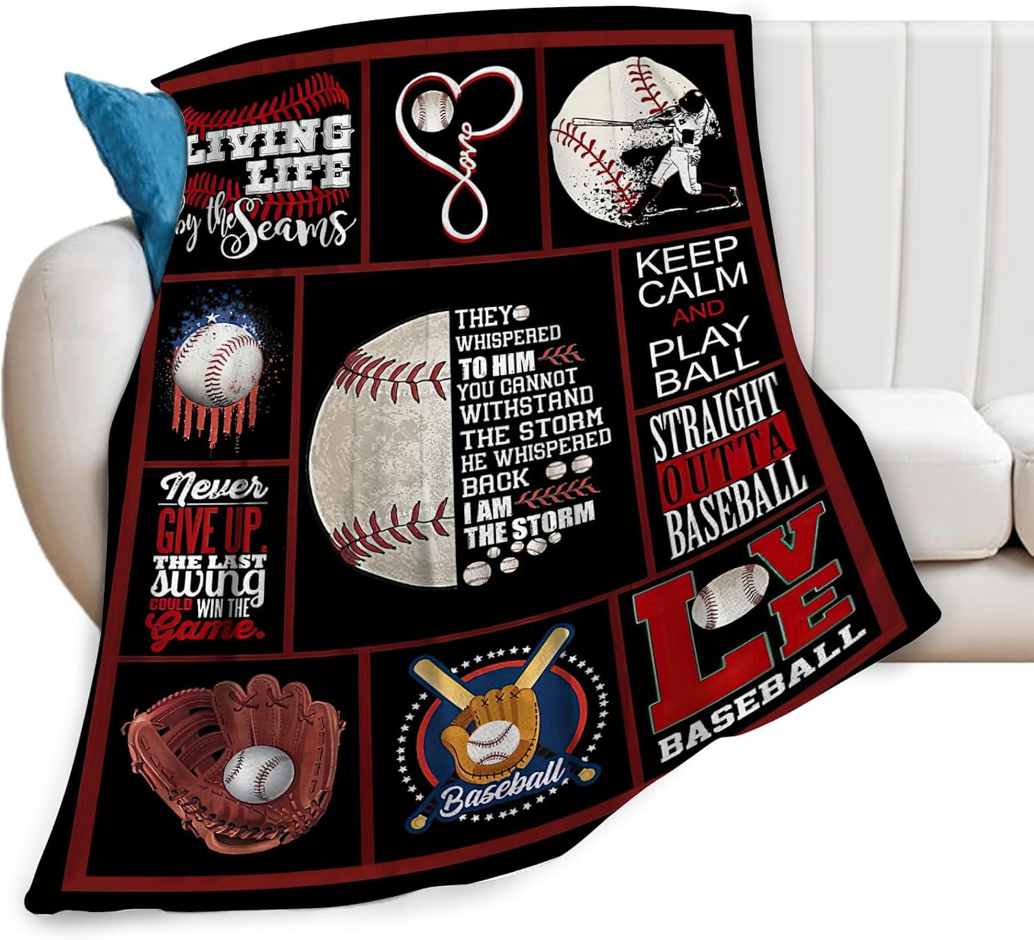 Baseball Blanket Baseball Gifts Throw Blankets Cozy Fleece Flannel Blanket Plush Lightweight Bedding Baseball Stuff for Boys Girls Men Women Kids Adults Lovers for Couch Sofa Bed Room Decor 50"X60"