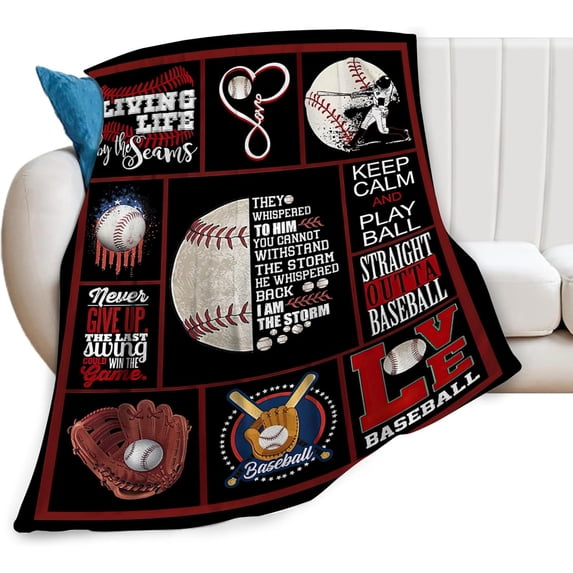 Baseball Blanket Baseball Gifts Throw Blankets Cozy Fleece Flannel Blanket Plush Lightweight Bedding Baseball Stuff for Boys Girls Men Women Kids Adults Lovers for Couch Sofa Bed Room Decor 50"X60"