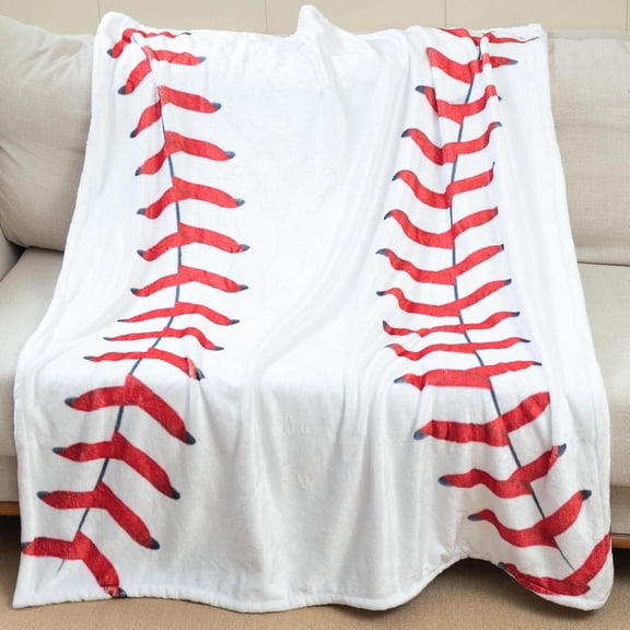 Baseball Blanket Baseballs Throw Blanket Baseball Gifts for Boys and Adults Flannel Soft Sport Throw for Baseball Lover All Season Couch Bed Sofa Home Decor (50"x60", White Baseball)