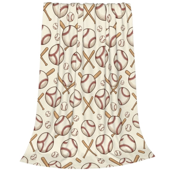 Baseball Blanket, Beige Soft Flannel Throw, Universal All-Season Fleece Blanket For Sofa, Travel And Outdoor Use 50x40